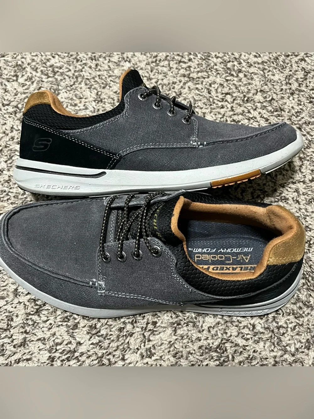 Skechers Men’s Relaxed Fit: Elent Mosen Boat Shoes Charcoal Lace-Up Slip-On
